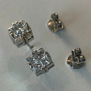 White gold custom cast, lady's stud style earrings